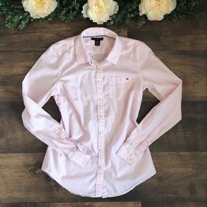Women’s Pink striped Tommy Hilfiger Button up XS